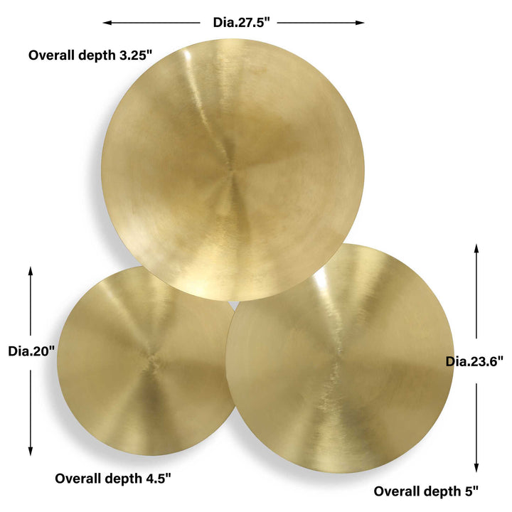 CYMBALIC ROUND BRASS WALL ART SET/3