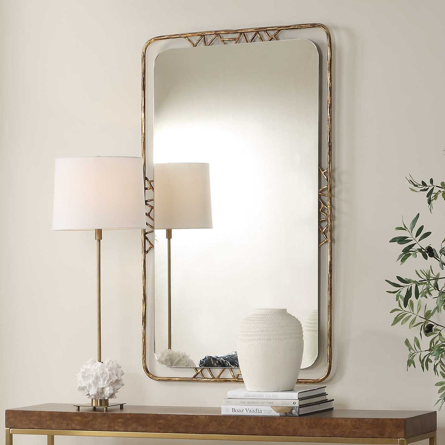 TAHOMA ANTIQUED GOLD MIRROR