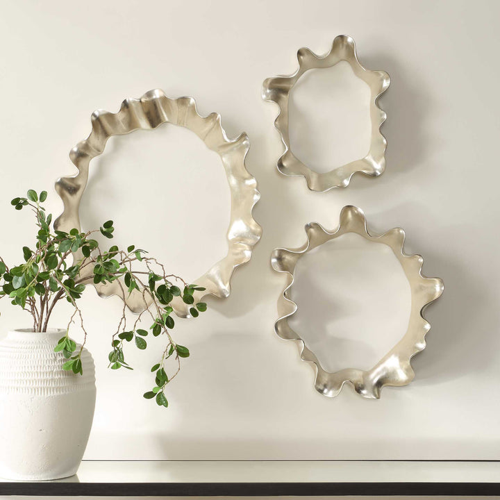 RIPPLE EFFECT SILVER WALL DECOR | SET OF 3