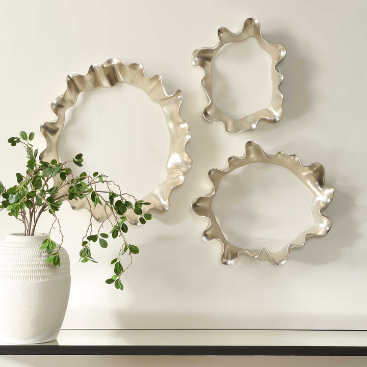 RIPPLE EFFECT SILVER WALL DECOR | SET OF 3
