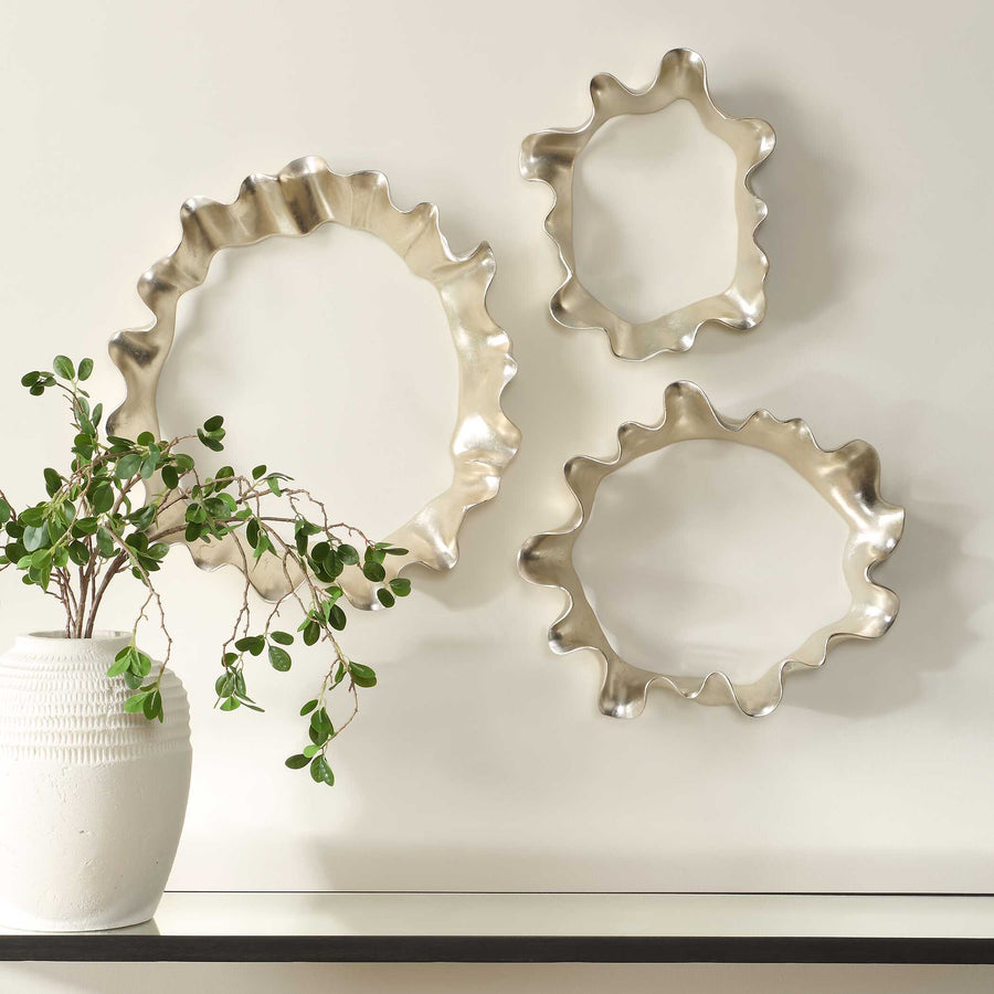 RIPPLE EFFECT SILVER WALL DECOR | SET OF 3