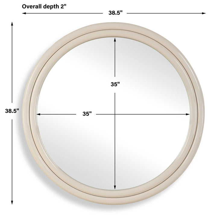 FLORIAN HIGH GLOSS WARM WHITE ROUND MIRROR