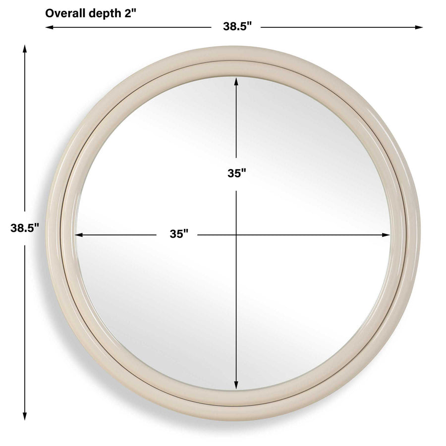 FLORIAN HIGH GLOSS WARM WHITE ROUND MIRROR