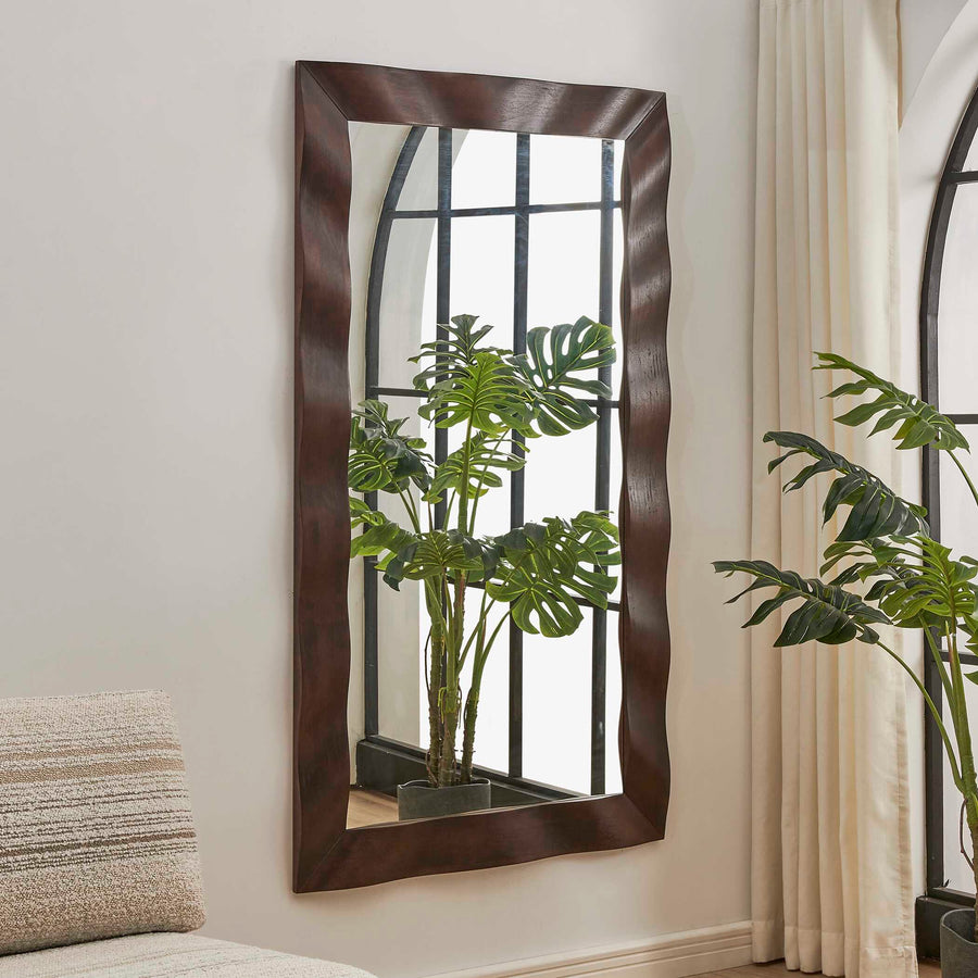 WRINKLE WAVY WOOD MIRROR