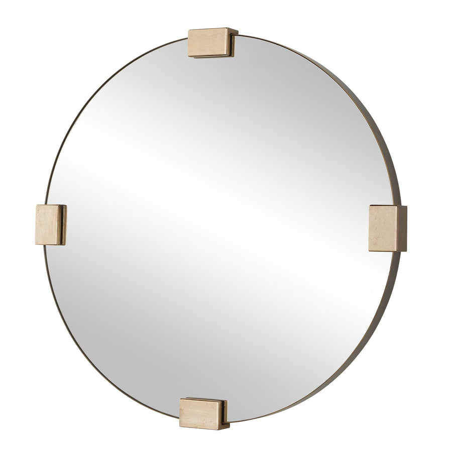 RUSSO TRAVERTINE ROUND MIRROR