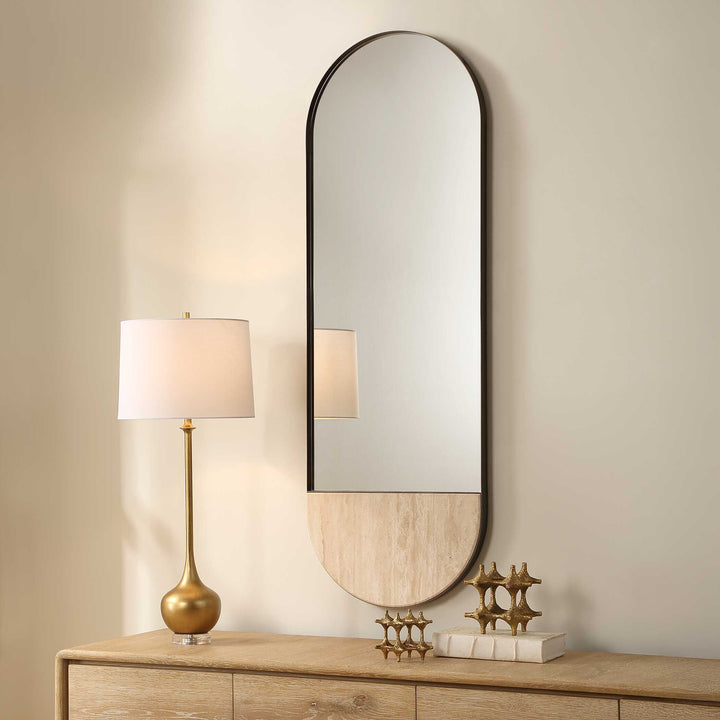 RUSSO TRAVERTINE TALL OVAL MIRROR