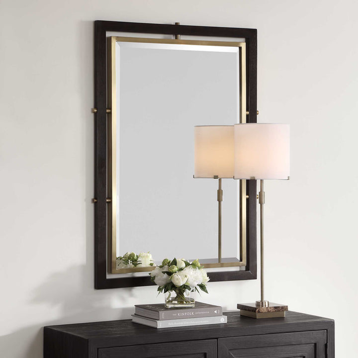 BACH DARK WALNUT & BRASS VANITY MIRROR