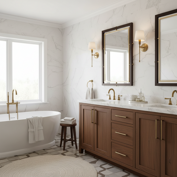 BACH DARK WALNUT & BRASS VANITY MIRROR