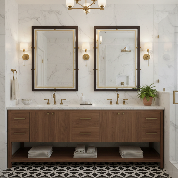 BACH DARK WALNUT & BRASS VANITY MIRROR