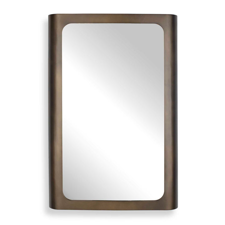 Rectangular mirror with a bronze metal frame