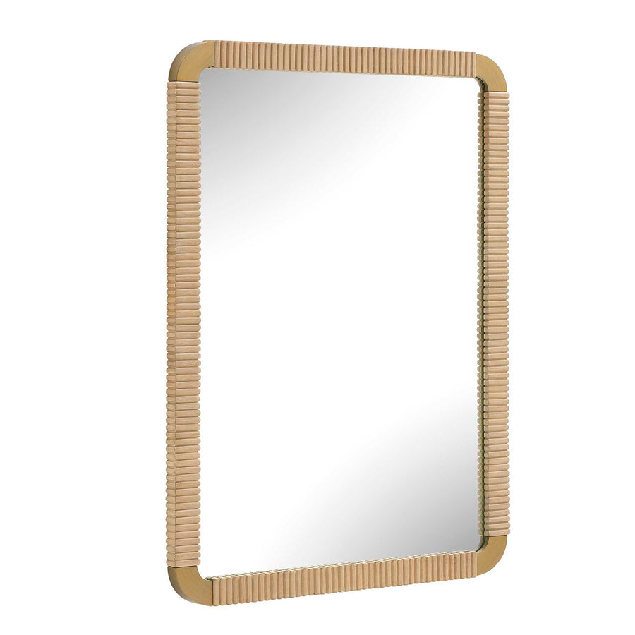 REEDED BRASS FRAME MIRROR