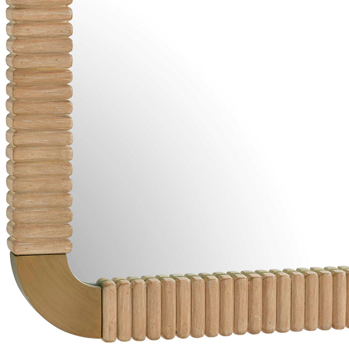 REEDED BRASS FRAME MIRROR