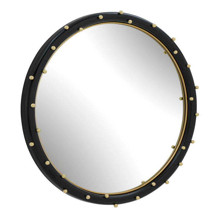 HELIA BRASS STUDDED ROUND MIRROR