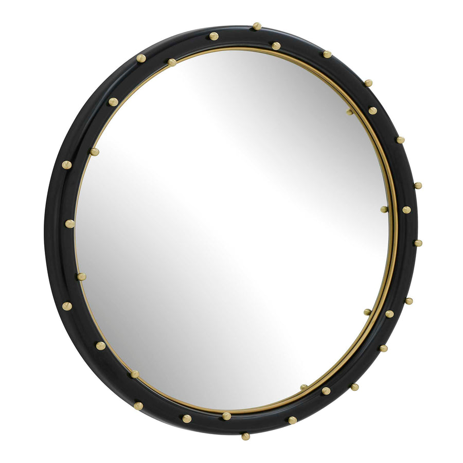 HELIA BRASS STUDDED ROUND MIRROR