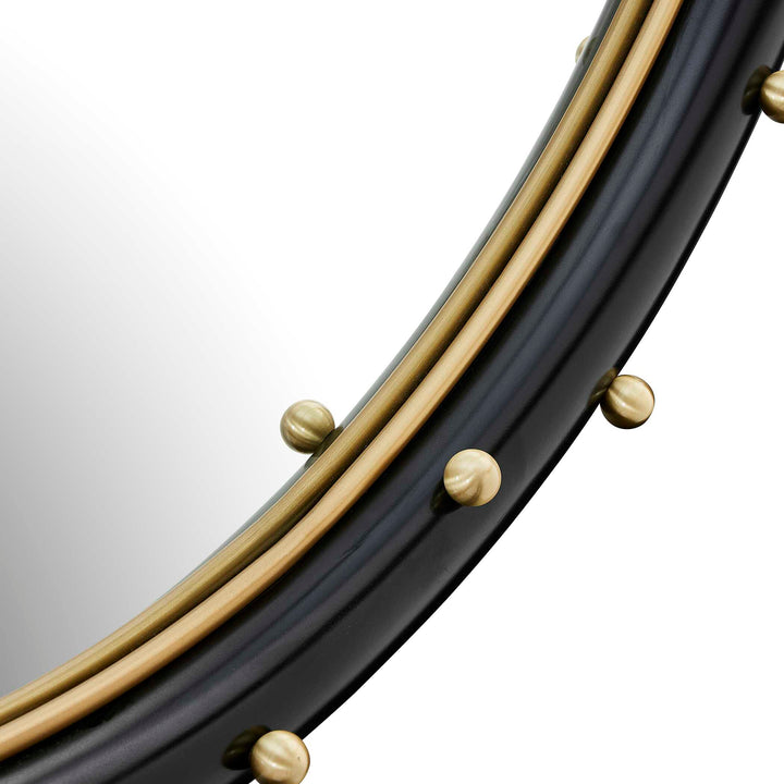 HELIA BRASS STUDDED ROUND MIRROR