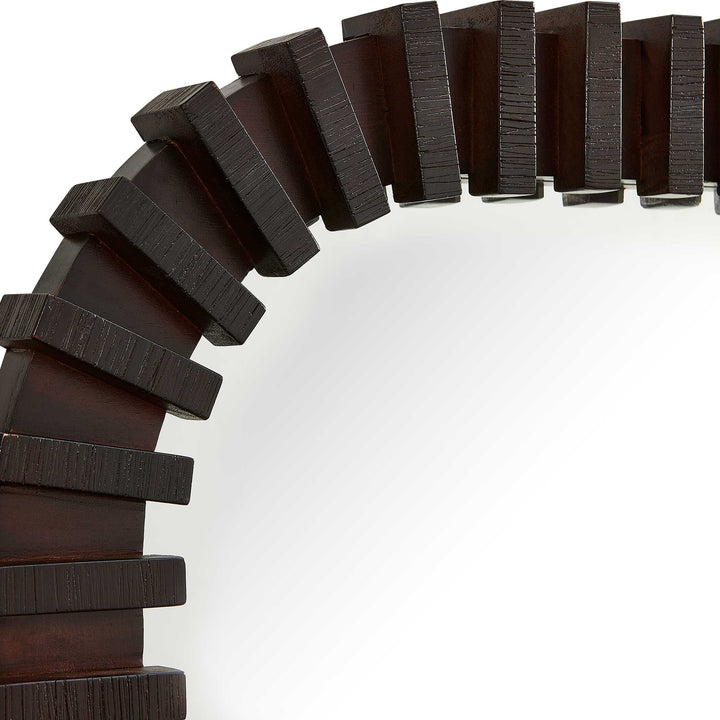 ABRAM SEGMENTED DARK WOOD WALL MIRROR