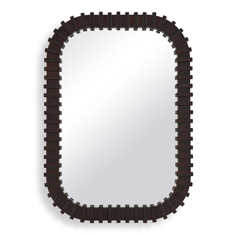 ABRAM SEGMENTED DARK WOOD WALL MIRROR