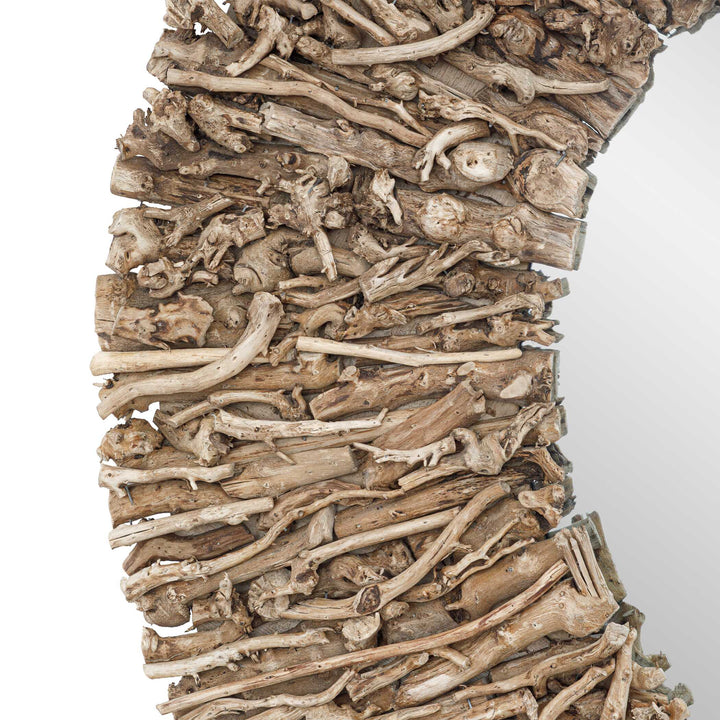 MORINGA BRANCH ROUND MIRROR