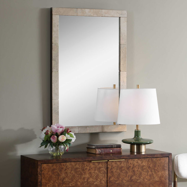 PAVE TRAVERTINE VANITY MIRROR