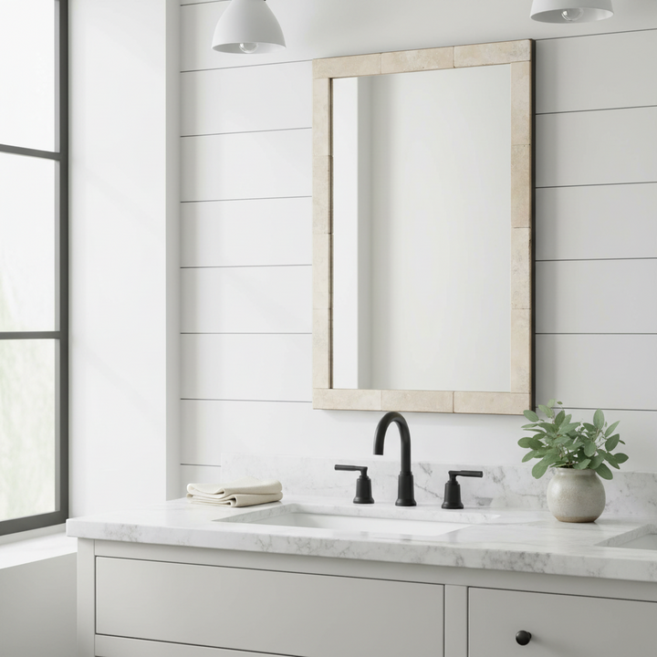 PAVE TRAVERTINE VANITY MIRROR