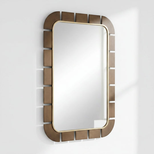 Rectangular mirror with a bronze frame