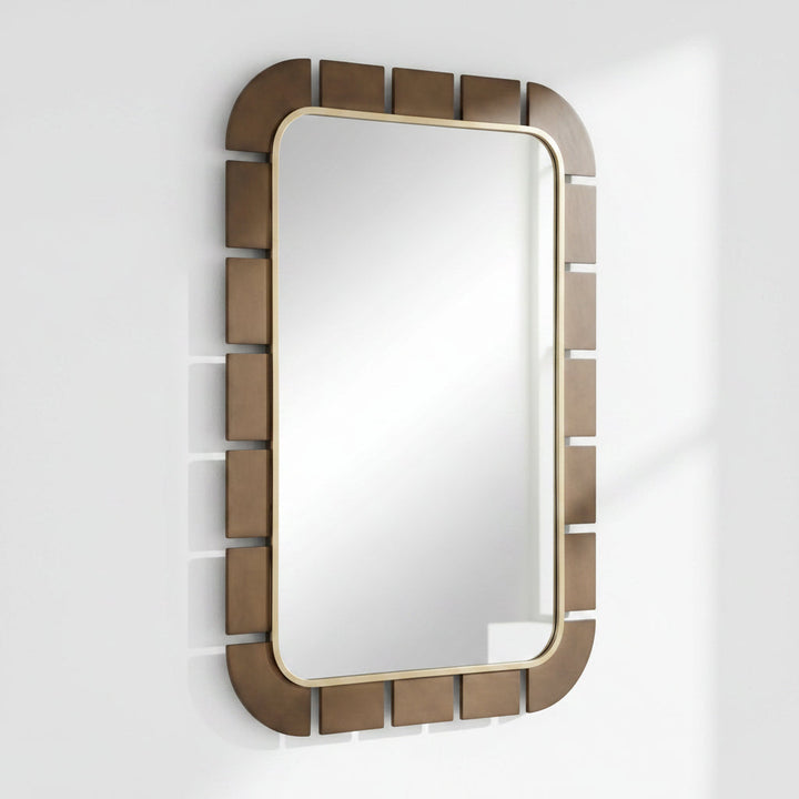 Rectangular mirror with a bronze frame