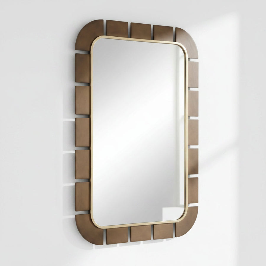 Rectangular mirror with a bronze frame