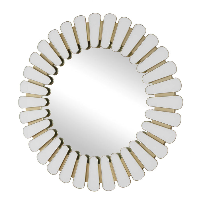 MIRAN WHITE GLASS ROUND MIRROR
