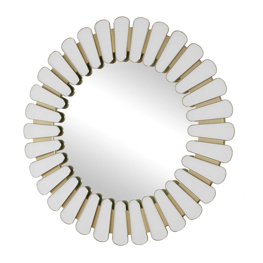 MIRAN WHITE GLASS ROUND MIRROR