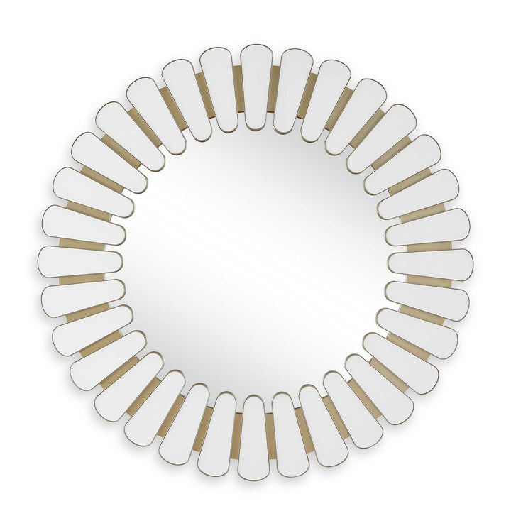 MIRAN WHITE GLASS ROUND MIRROR