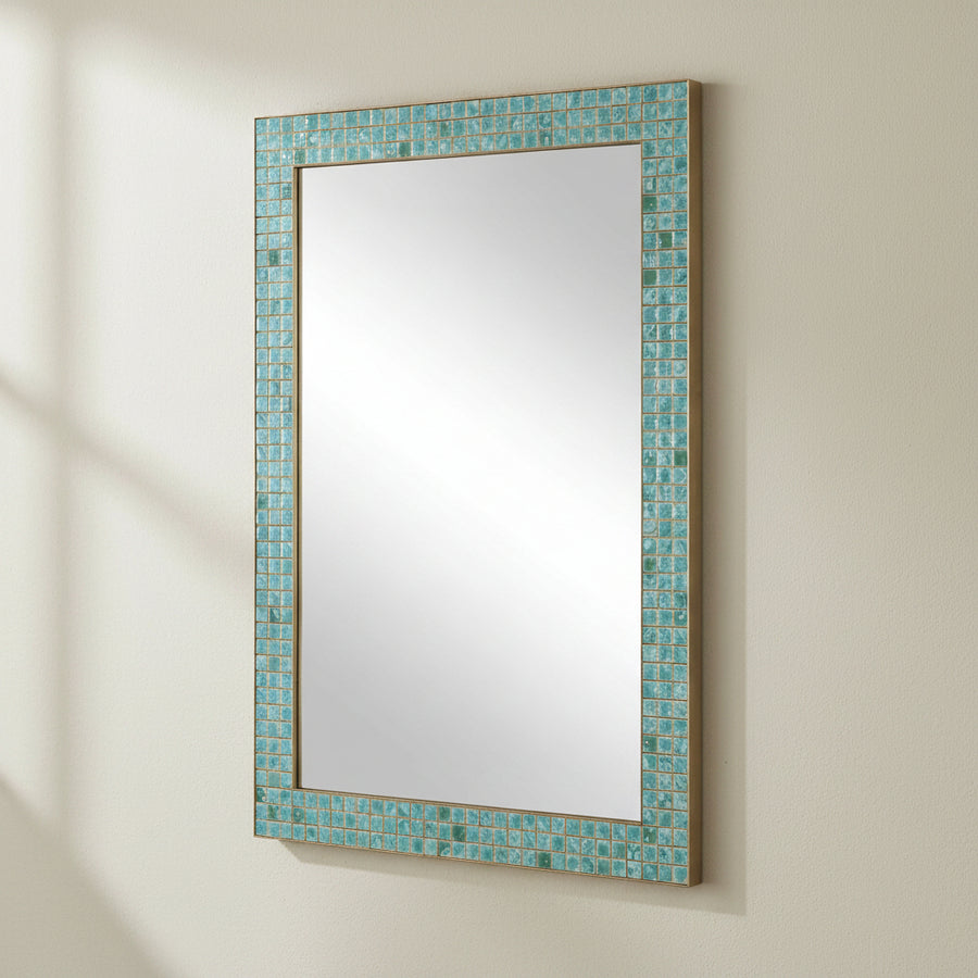CORALIE TEAL CERAMIC TILE VANITY MIRROR