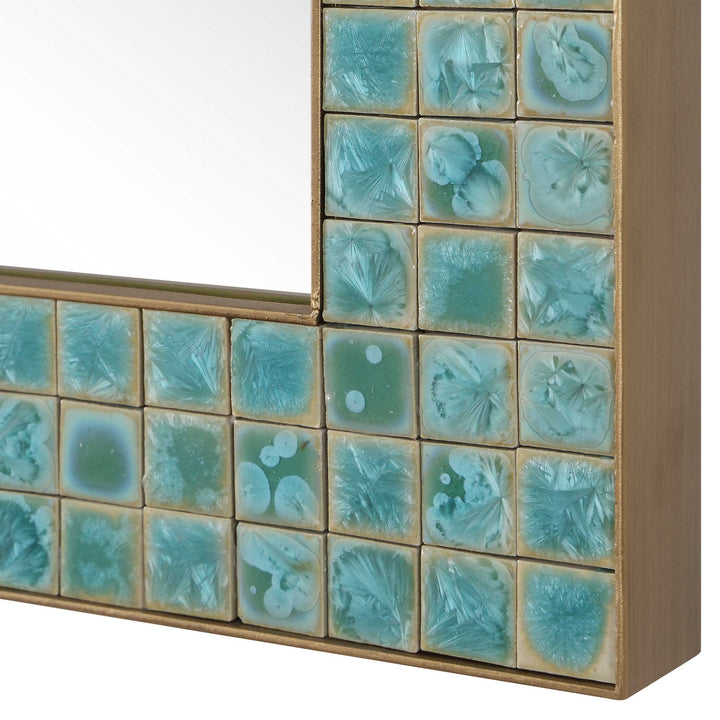 CORALIE TEAL CERAMIC TILE VANITY MIRROR