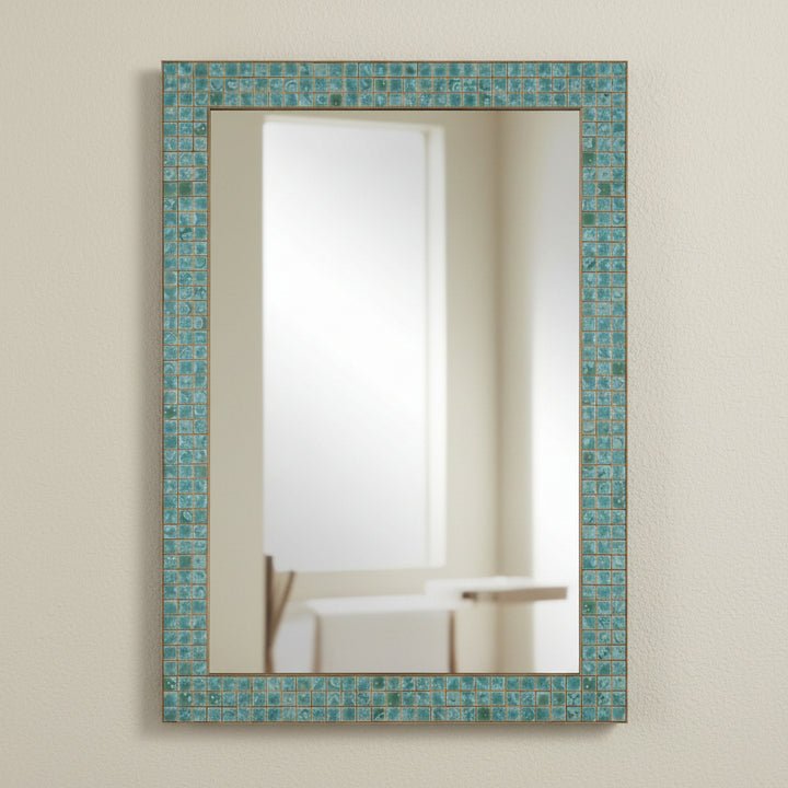 CORALIE TEAL CERAMIC TILE VANITY MIRROR