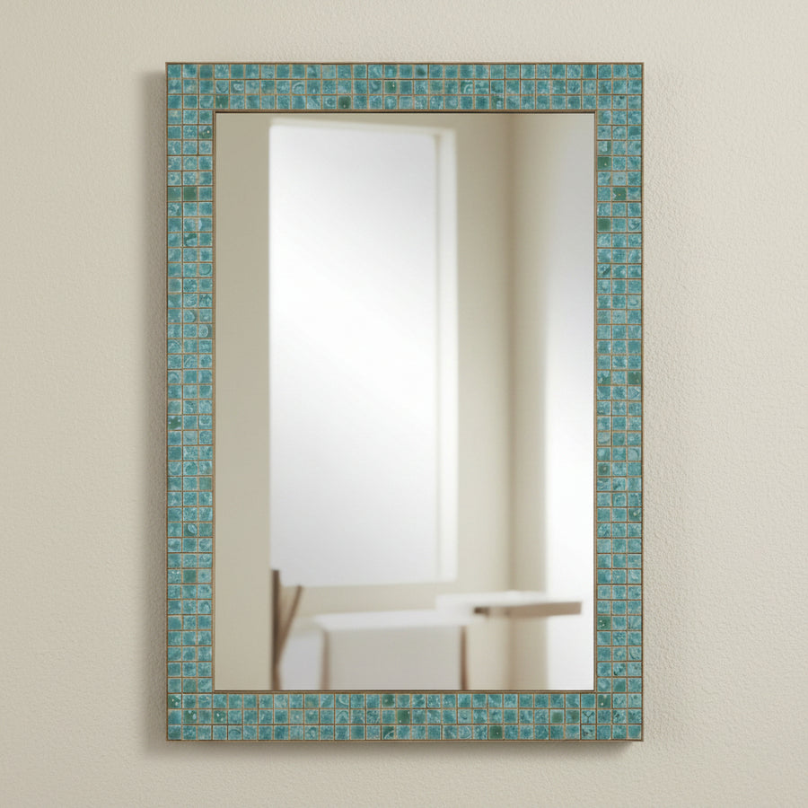 CORALIE TEAL CERAMIC TILE VANITY MIRROR