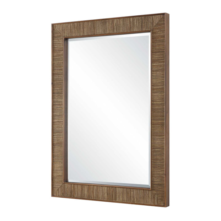 ALDOUS WALNUT & GRASSCLOTH MIRROR