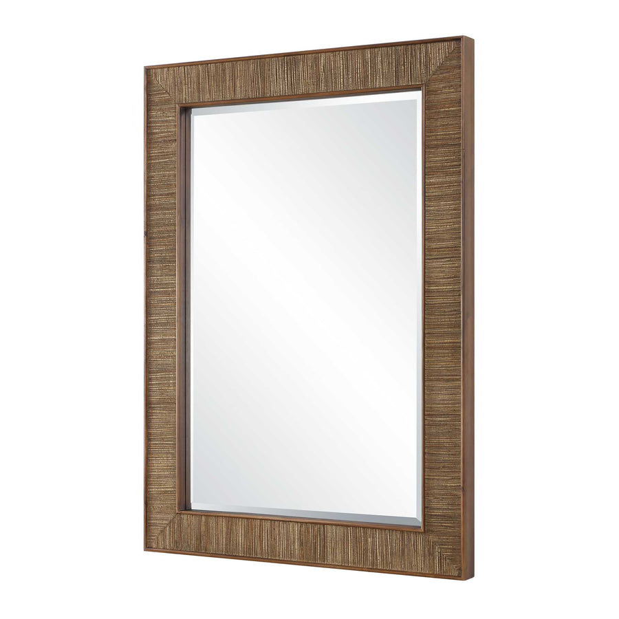 ALDOUS WALNUT & GRASSCLOTH MIRROR