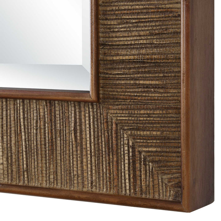 ALDOUS WALNUT & GRASSCLOTH MIRROR