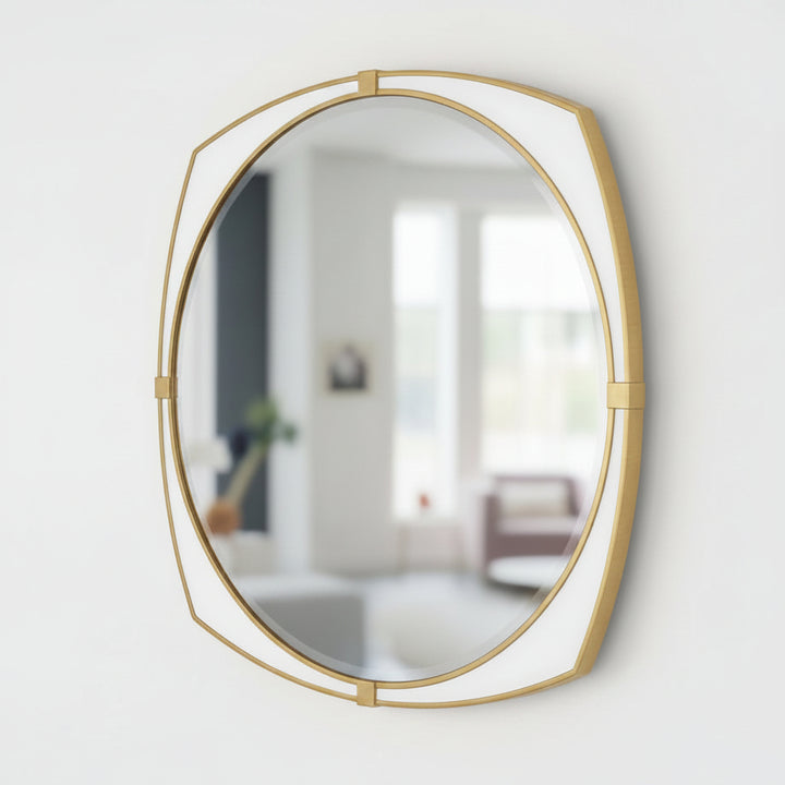 ESTELLA WHITE GLASS ROUND MIRROR