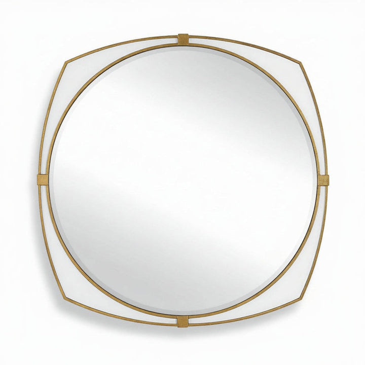 ESTELLA WHITE GLASS ROUND MIRROR