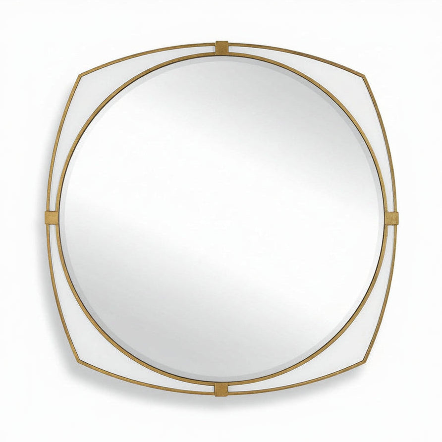 ESTELLA WHITE GLASS ROUND MIRROR