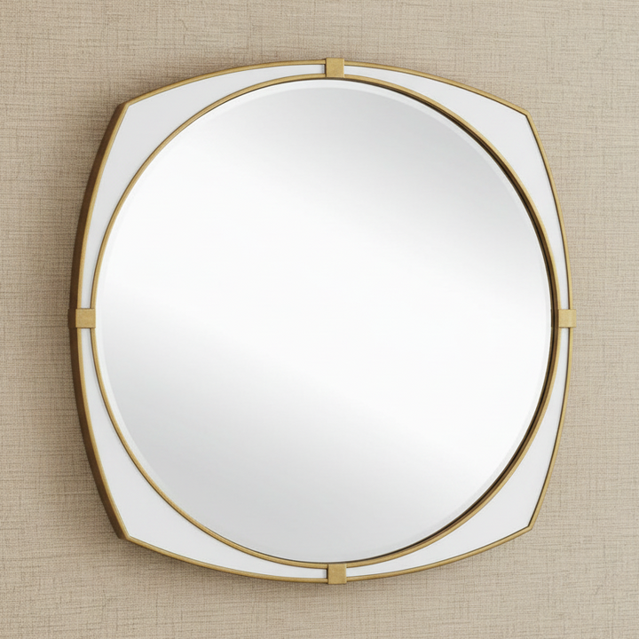 ESTELLA WHITE GLASS ROUND MIRROR