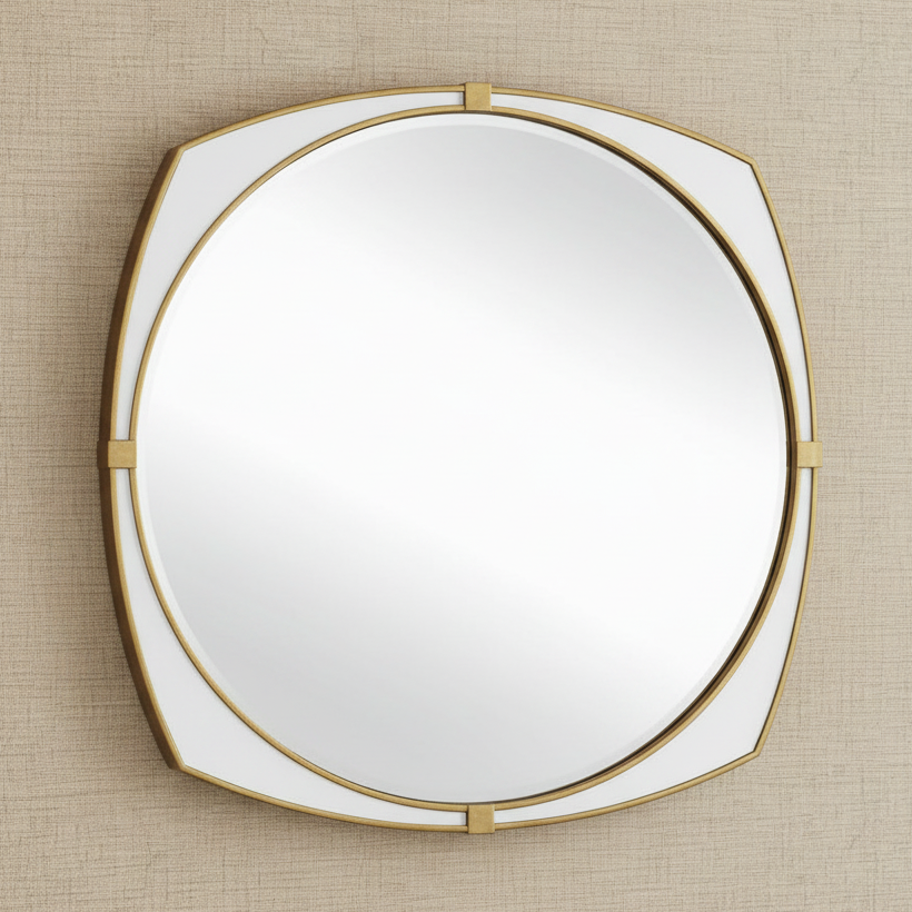 ESTELLA WHITE GLASS ROUND MIRROR