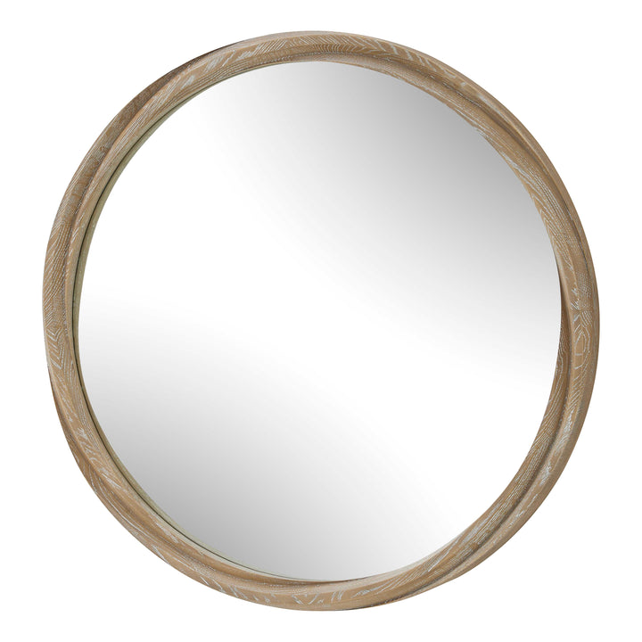 LANDRY CERUSED LT. WOOD ROUND MIRROR