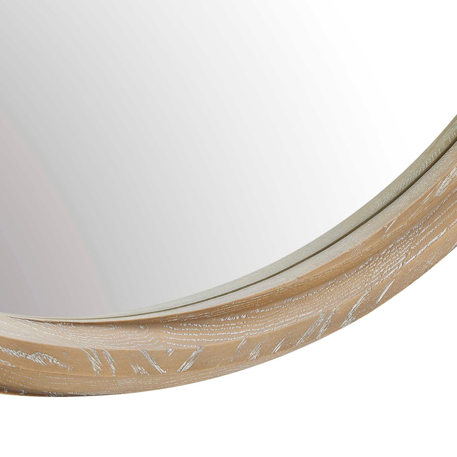 LANDRY CERUSED LT. WOOD ROUND MIRROR