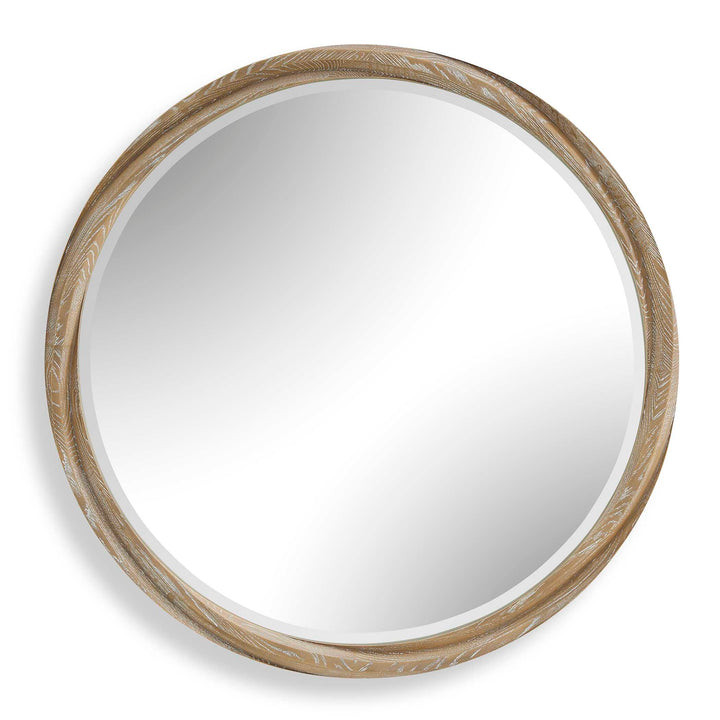 LANDRY CERUSED LT. WOOD ROUND MIRROR