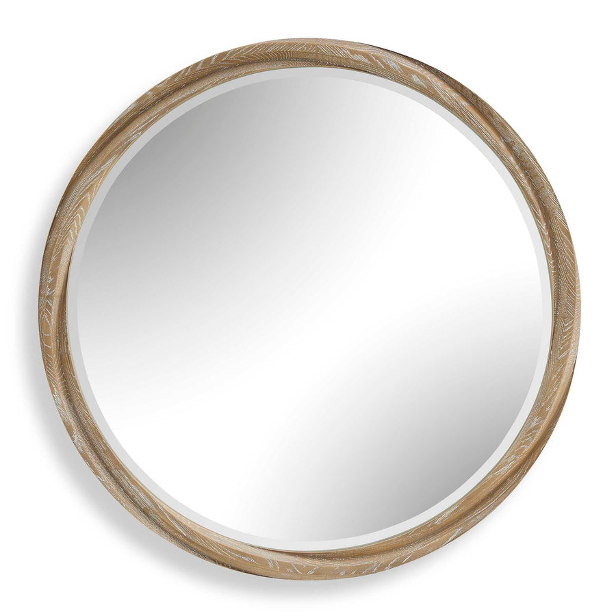 LANDRY CERUSED LT. WOOD ROUND MIRROR