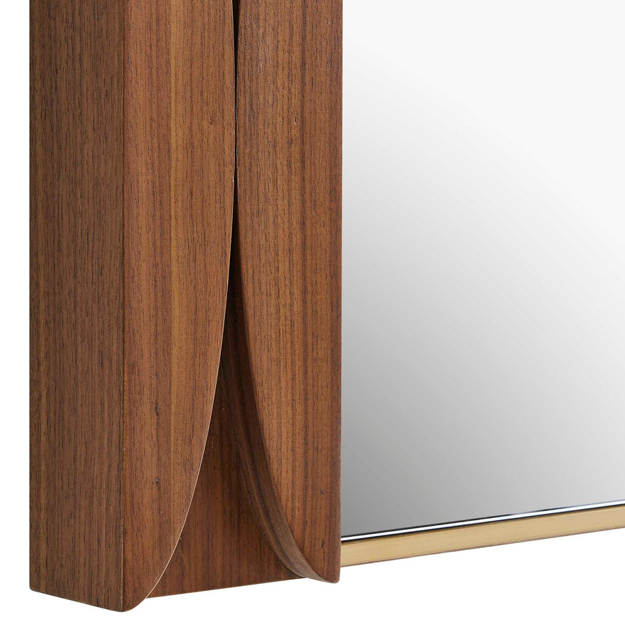 MID-CENTURY WALNUT WOOD MIRROR