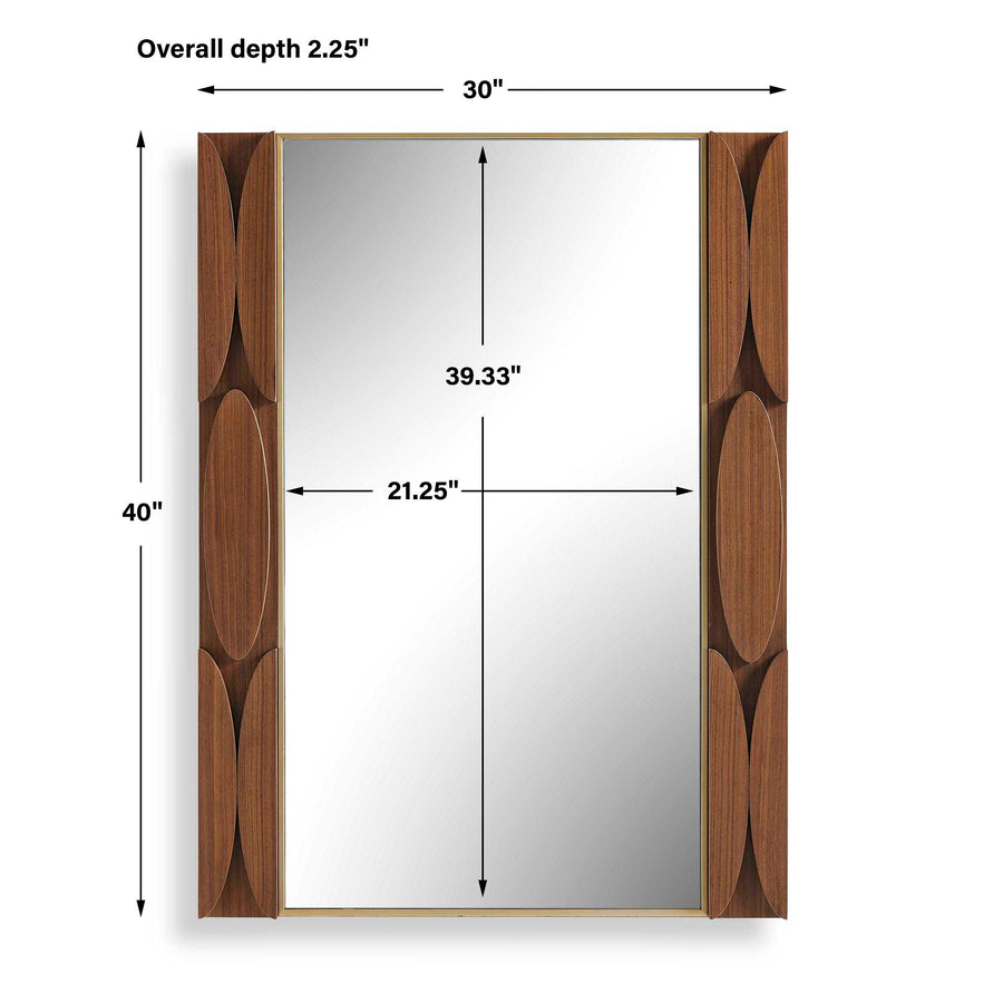 MID-CENTURY WALNUT WOOD MIRROR