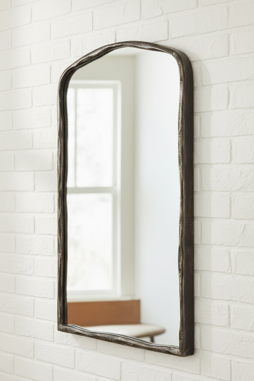 HAMMERED ANTIQUE ARCH VANITY MIRROR