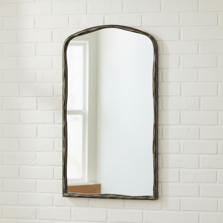HAMMERED ANTIQUE ARCH VANITY MIRROR